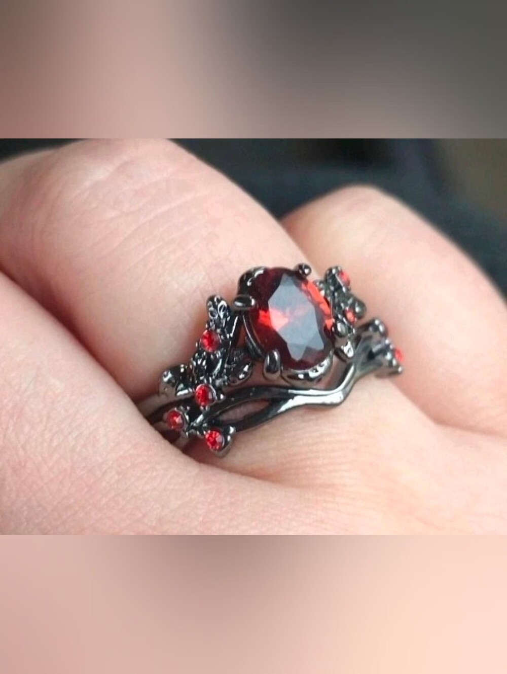 $8 Each Or Bundle 5/$20 Red Garnet-Style Gothic Black & Red Ring